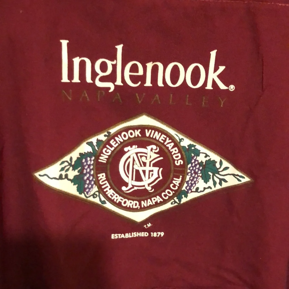 Inglenook Vineyards Burgundy Cotton Apron 27.5”L x 26”W, ties are 28” long each